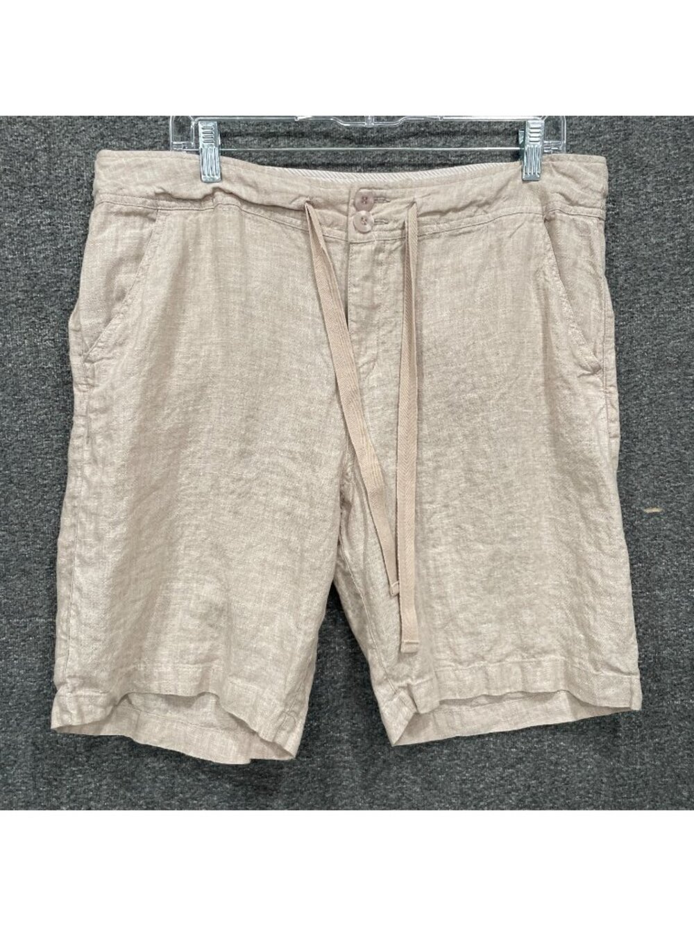 Jones New York Linen Shorts Womens Size 14 Beige Beach Casual Minimal Coastal